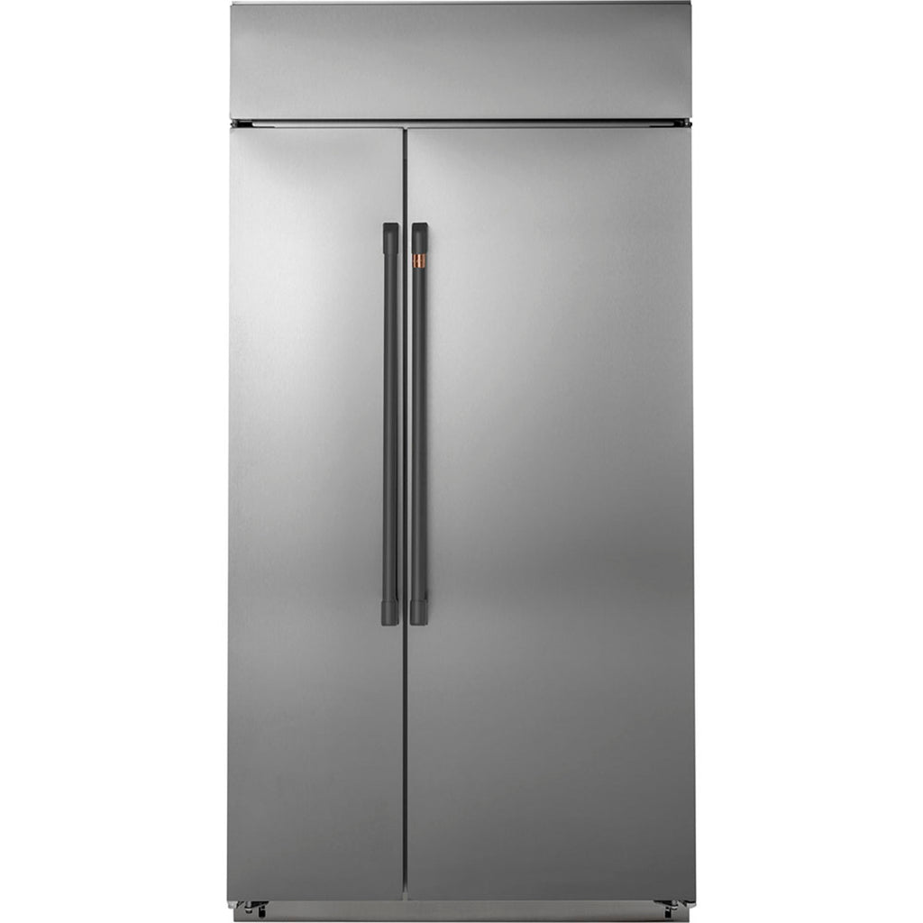 48" Built-In Side-by-Side Refrigerator in Stainless Steel with Flat Black hardware