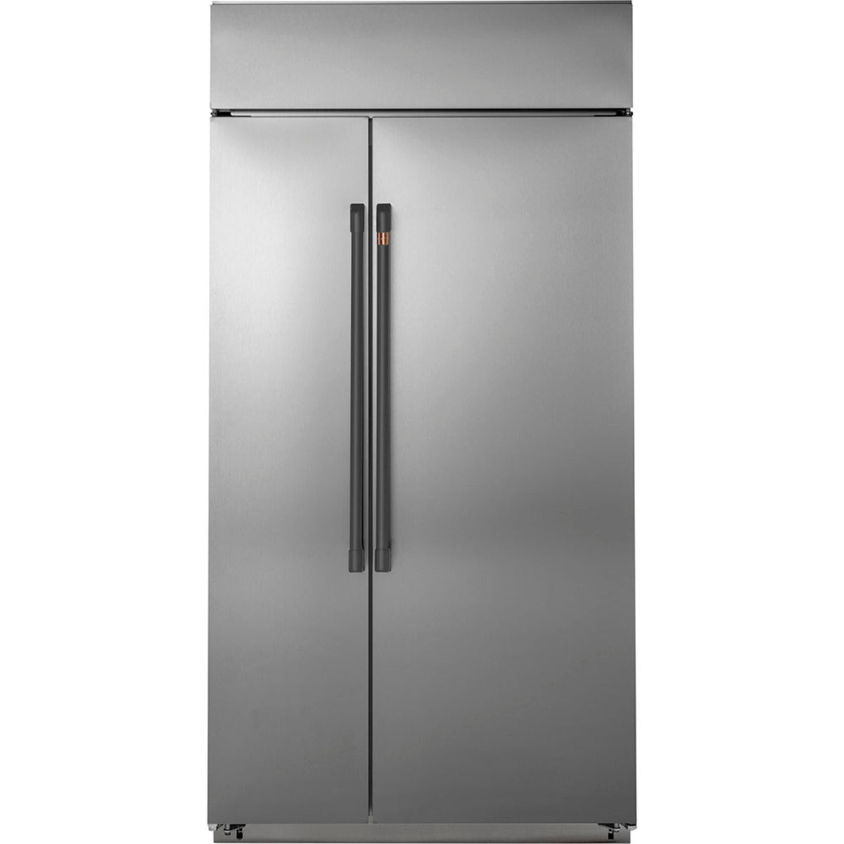 48" Built-In Side-by-Side Refrigerator in Stainless Steel with Flat Black hardware