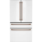 23.2 Cu. Ft. Counter-Depth 4-Door French-Door Refrigerator with Dual-Dispense AutoFill Pitcher in Matte White with Brushed Copper hardware