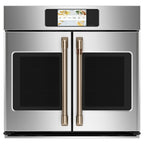 30" Built-In French-Door Single Convection Wall Oven in Stainless Steel with Brushed Bronze hardware