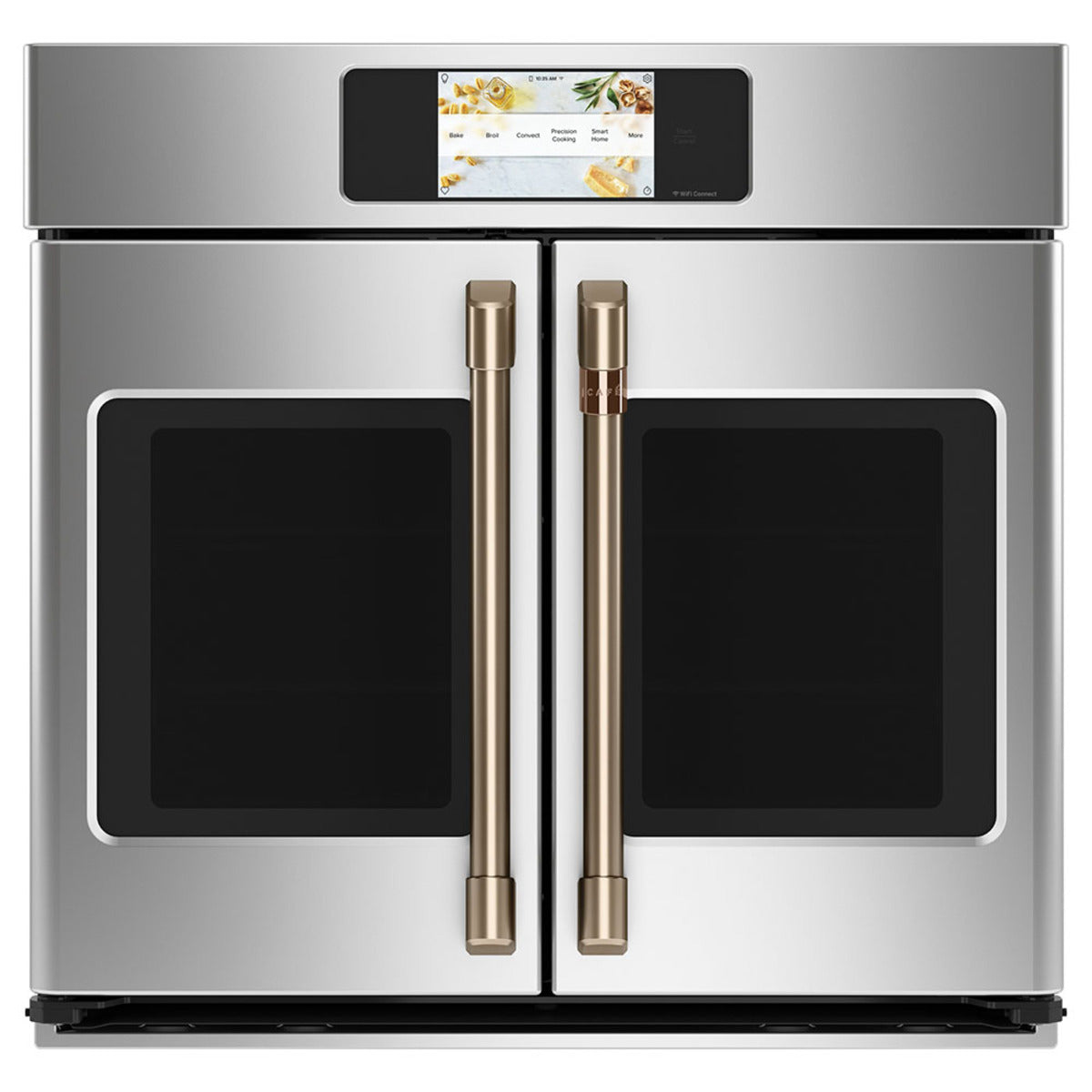 30" Built-In French-Door Single Convection Wall Oven in Stainless Steel with Brushed Bronze hardware