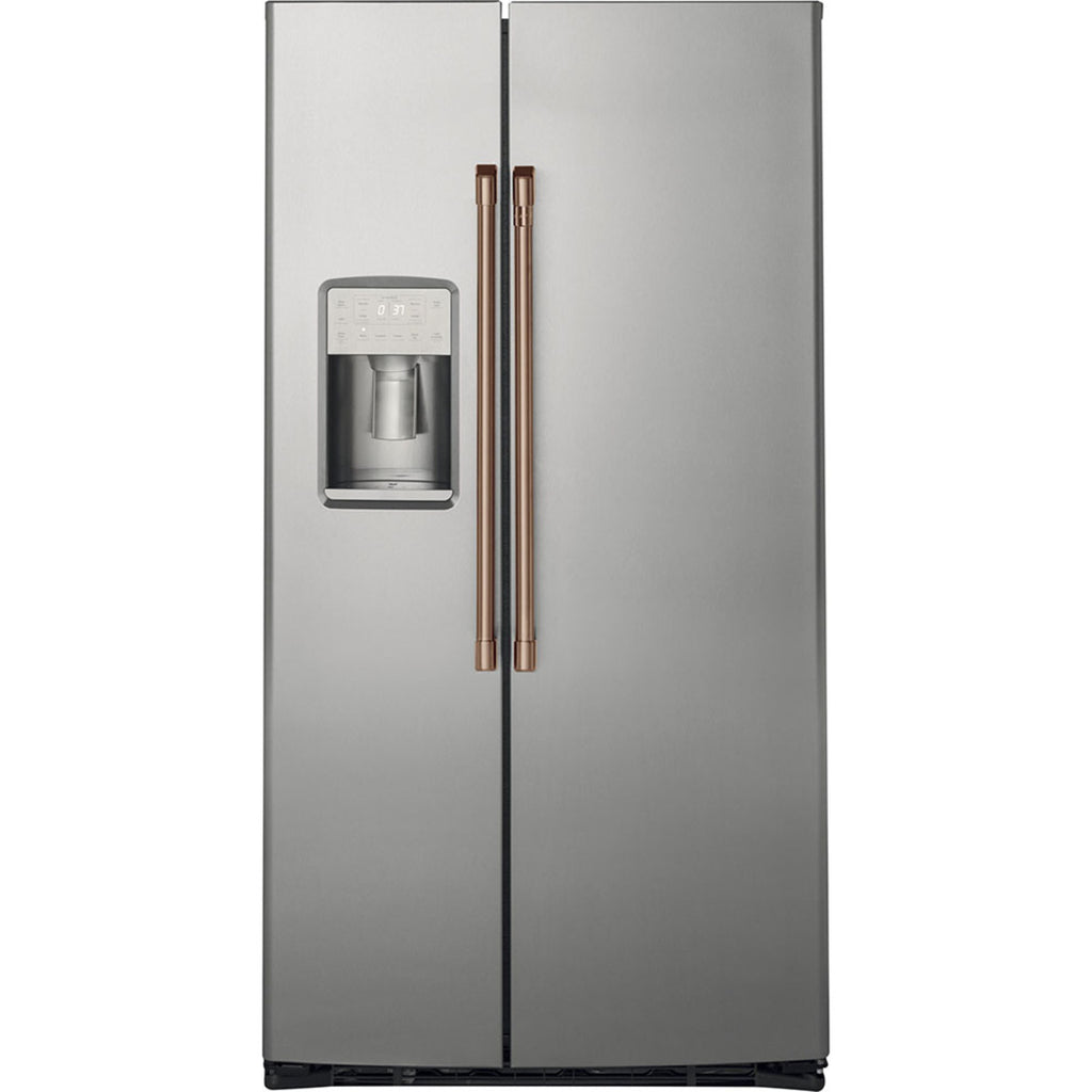 21.9 Cu. Ft. Counter-Depth Side-by-Side Refrigerator in Stainless Steel with Brushed Copper hardware