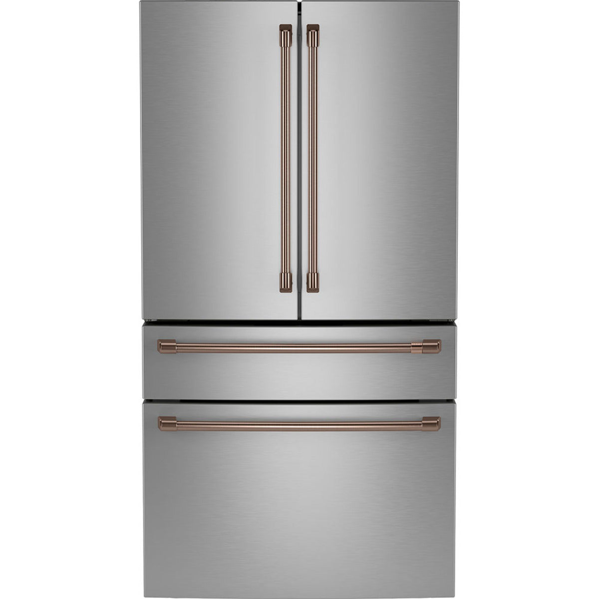 23.2 Cu. Ft. Counter-Depth 4-Door French-Door Refrigerator with Dual-Dispense AutoFill Pitcher in Stainless Steel with Brushed Copper hardware
