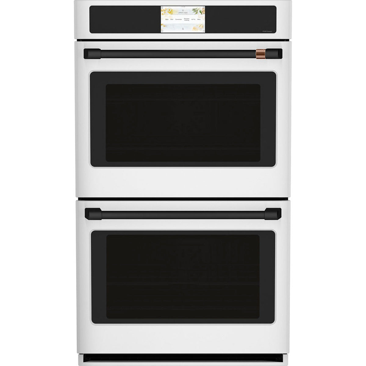30" Built-In Convection Double Wall Oven in Matte White with Flat Black hardware