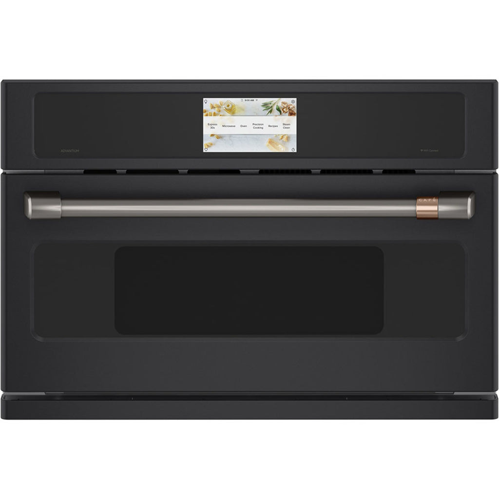 30" Smart Five in One Oven with 120V Advantium Technology in Matte Black with Brushed Black hardware