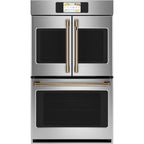30" Built-In French-Door Double Convection Wall Oven in Stainless Steel with Brushed Bronze hardware