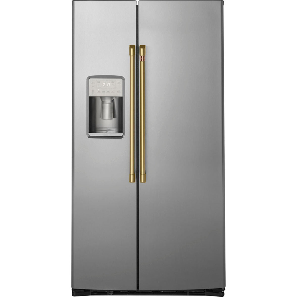 21.9 Cu. Ft. Counter-Depth Side-by-Side Refrigerator in Stainless Steel with Brushed Brass hardware