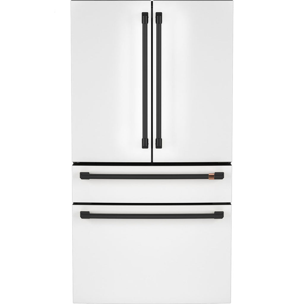 23.2 Cu. Ft. Counter-Depth 4-Door French-Door Refrigerator with Dual-Dispense AutoFill Pitcher in Matte White with Flat Black hardware