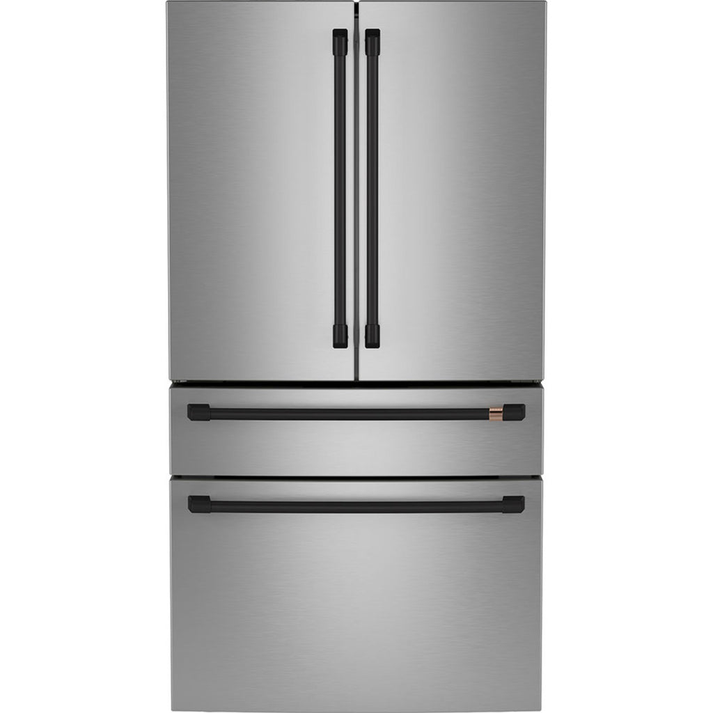 23.2 Cu. Ft. Counter-Depth 4-Door French-Door Refrigerator with Dual-Dispense AutoFill Pitcher in Stainless Steel with Flat Black hardware