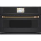 30" Smart Five in One Oven with 120V Advantium Technology in Matte Black with Brushed Bronze hardware