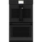 30" Built-In French-Door Double Convection Wall Oven in Matte Black with Flat Black hardware