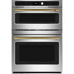 30" Combination Double Wall Oven with Convection and Advantium Technology in Stainless Steel with Brushed Brass hardware