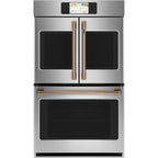 30" Built-In French-Door Double Convection Wall Oven in Stainless Steel with Brushed Copper hardware