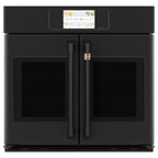 30" Built-In French-Door Single Convection Wall Oven in Matte Black with Flat Black hardware