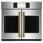 30" Built-In French-Door Single Convection Wall Oven in Stainless Steel with Brushed Brass hardware