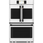 30" Built-In French-Door Double Convection Wall Oven in Matte White with Flat Black hardware