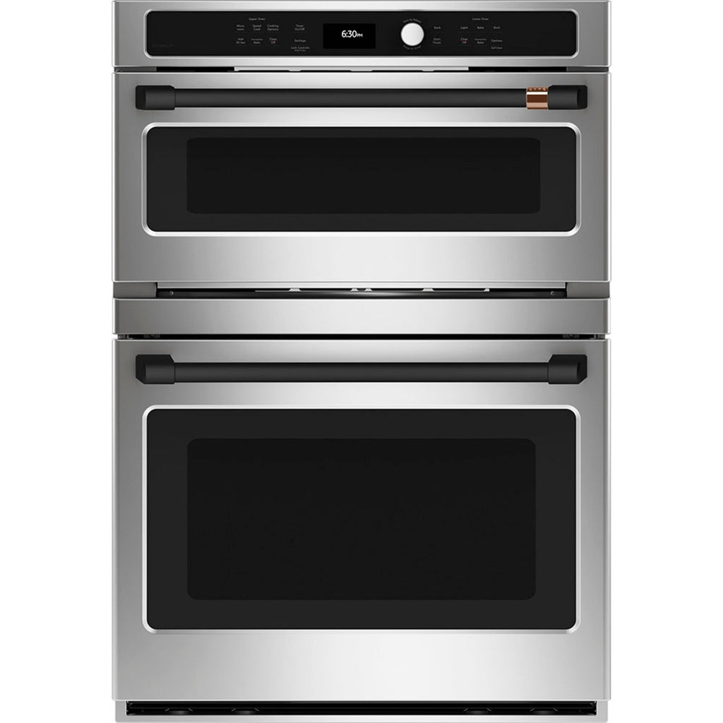 30" Combination Double Wall Oven with Convection and Advantium Technology in Stainless Steel with Flat Black hardware