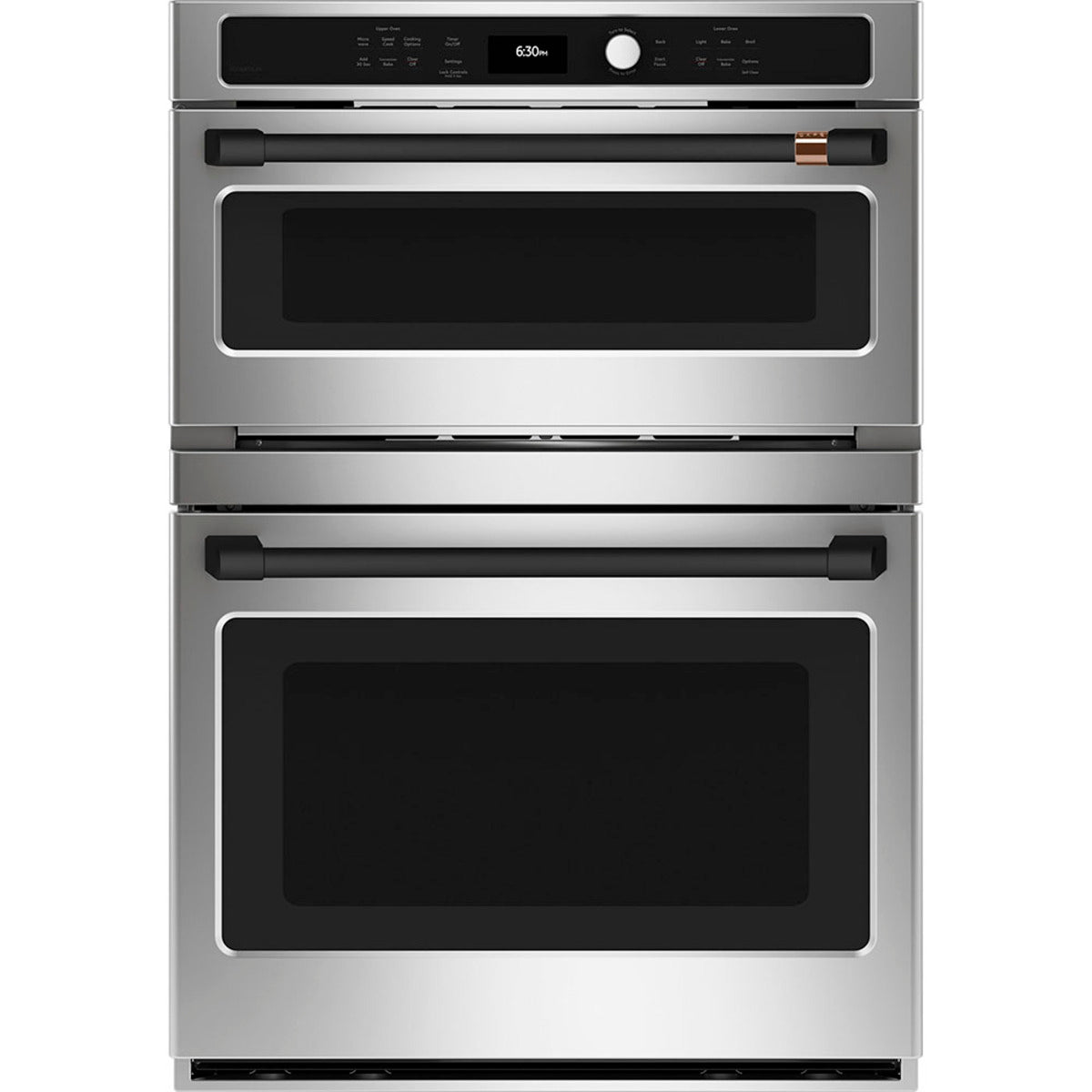 30" Combination Double Wall Oven with Convection and Advantium Technology in Stainless Steel with Flat Black hardware