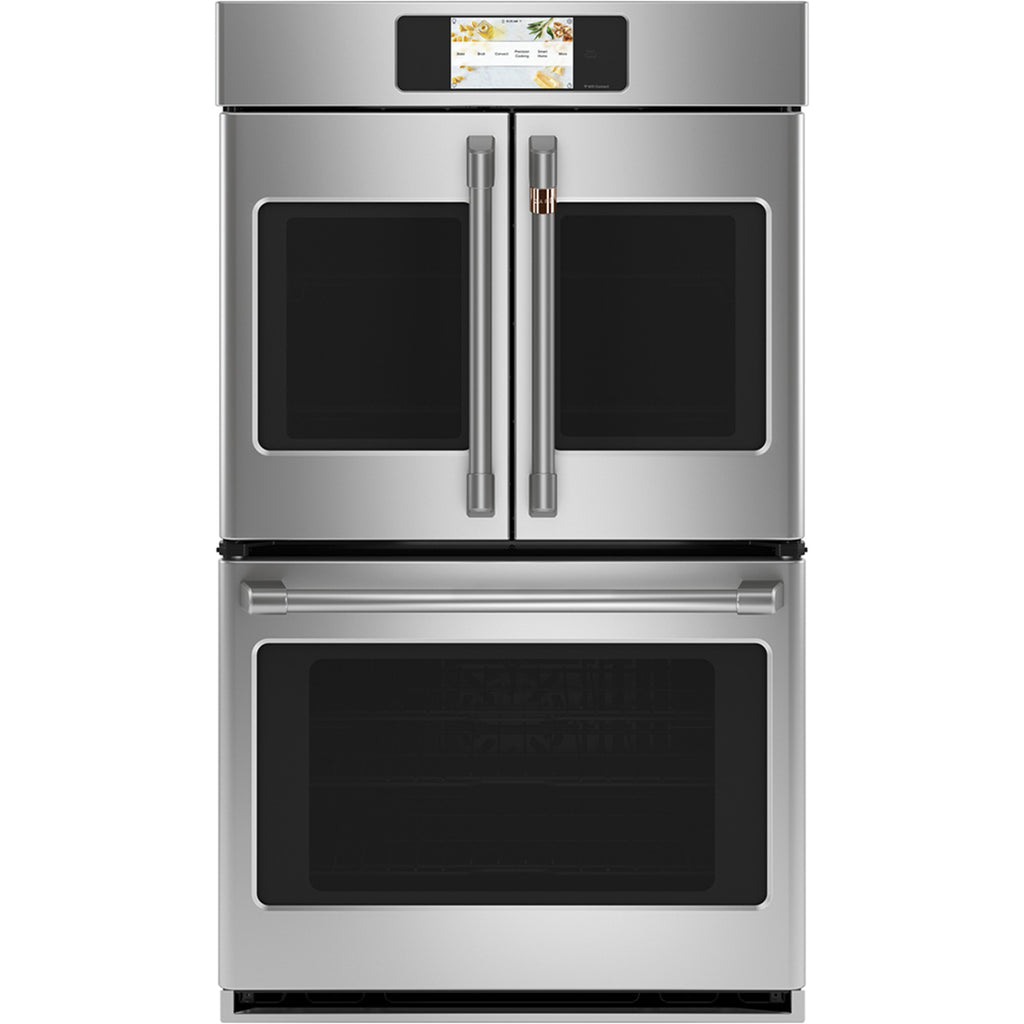 30" Built-In French-Door Double Convection Wall Oven in Stainless Steel with Brushed Stainless hardware