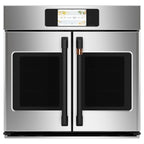 30" Built-In French-Door Single Convection Wall Oven in Stainless Steel with Flat Black hardware