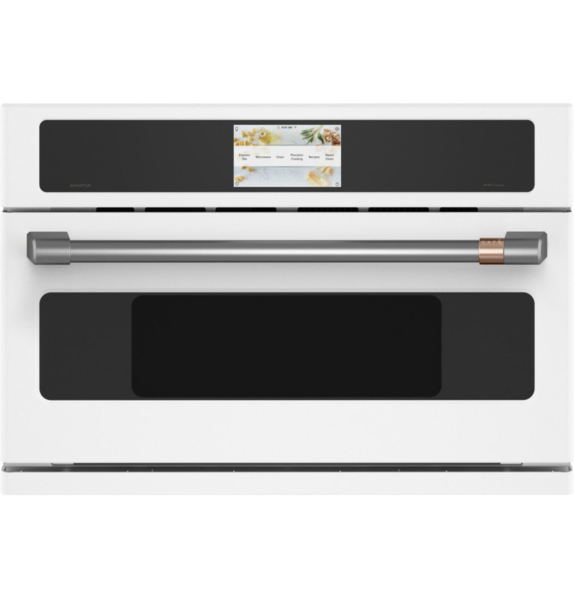 30" Smart Five in One Oven with 120V Advantium Technology in Matte White with Brushed Stainless hardware