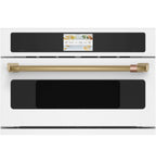 30" Smart Five in One Oven with 120V Advantium Technology in Matte White with Brushed Brass hardware