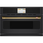 30" Smart Five in One Oven with 120V Advantium Technology in Matte Black with Brushed Brass hardware