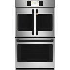 30" Built-In French-Door Double Convection Wall Oven in Stainless Steel with Flat Black hardware