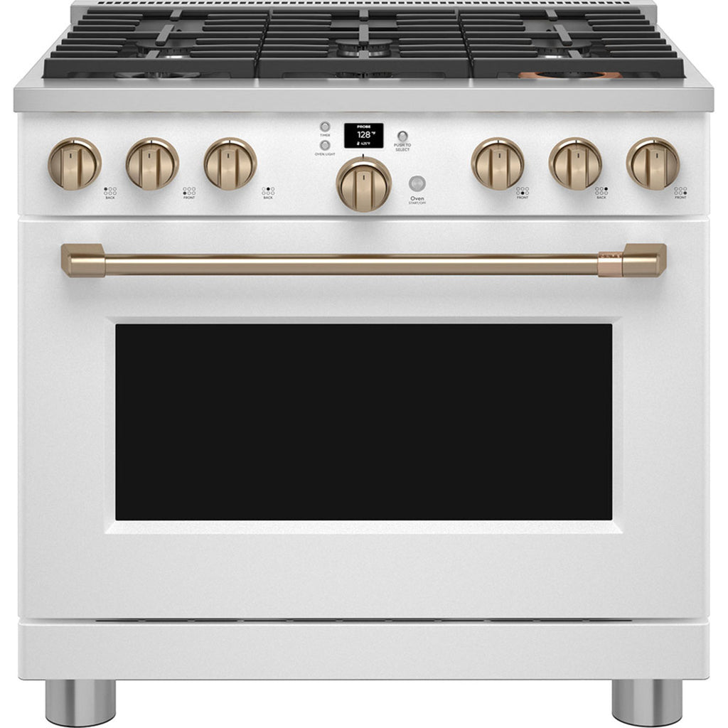 36" Smart All-Gas Commercial-Style Range with No-Preheat Air Fry in Matte White