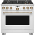 36" Smart All-Gas Commercial-Style Range with No-Preheat Air Fry in Matte White