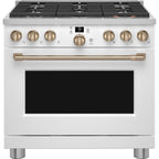 36" Smart All-Gas Commercial-Style Range with No-Preheat Air Fry in Matte White