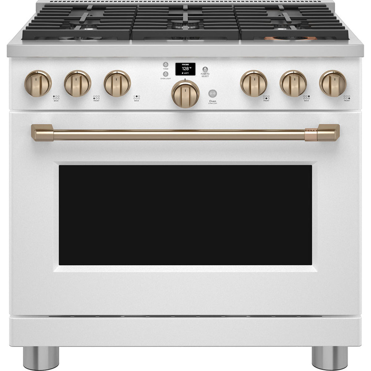 36" Smart All-Gas Commercial-Style Range with No-Preheat Air Fry in Matte White