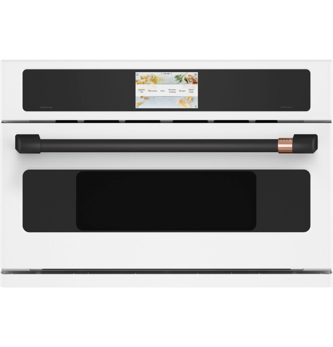 30" Smart Five in One Oven with 120V Advantium Technology in Matte White with Flat Black hardware