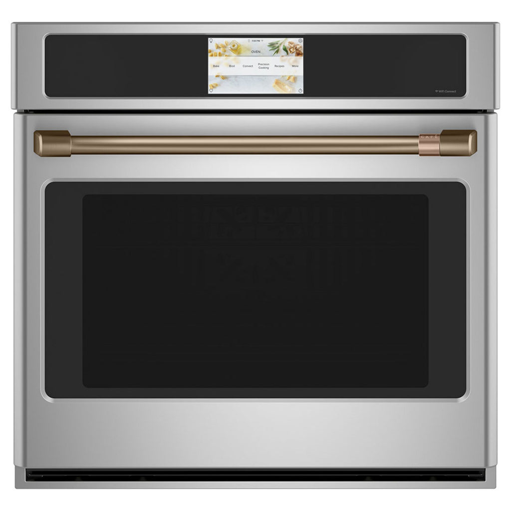 30" Built-In Convection Single Wall Oven in Stainless Steel with Brushed Bronze hardware