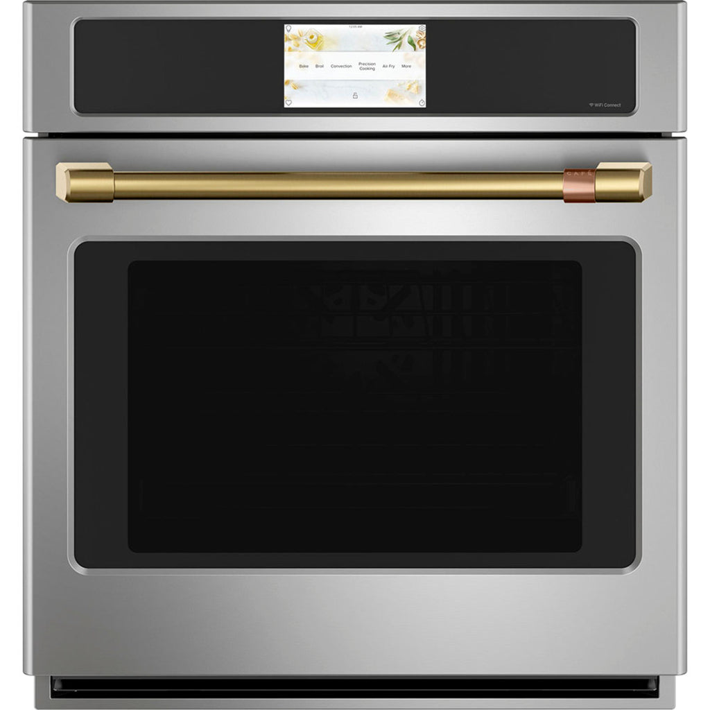 30" Built-In Convection Single Wall Oven in Stainless Steel with Brushed Brass hardware