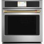 30" Built-In Convection Single Wall Oven in Stainless Steel with Brushed Brass hardware