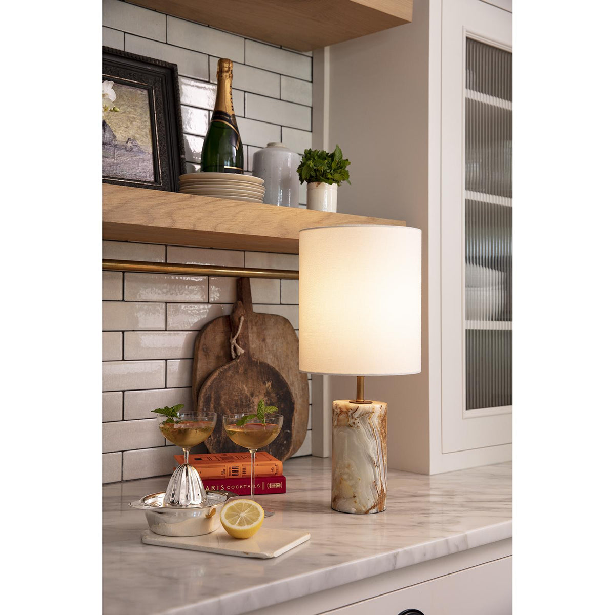 Jade and Brass Mini Cylinder Lamp by Regina Andrew - view 3