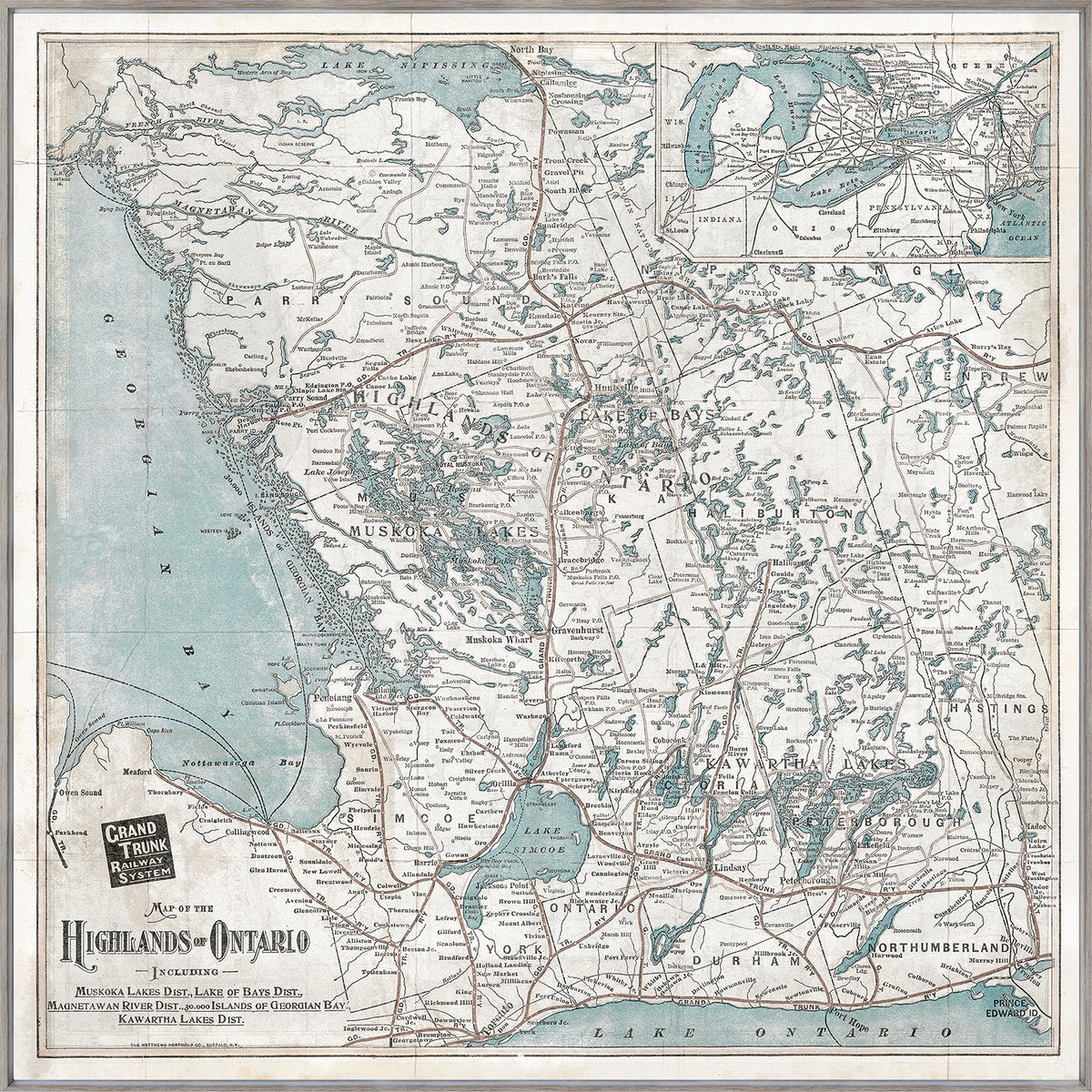Map – Highlands of Ontario wall art by Celadon Art