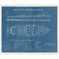 Blueprint of a Chris-Craft 23-ft. Custom Runabout for 1940 on a blue background