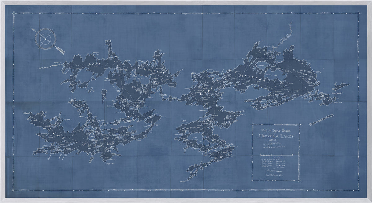 Map – Motorboat Guide of Muskoka Lakes wall art by Celadon Art
