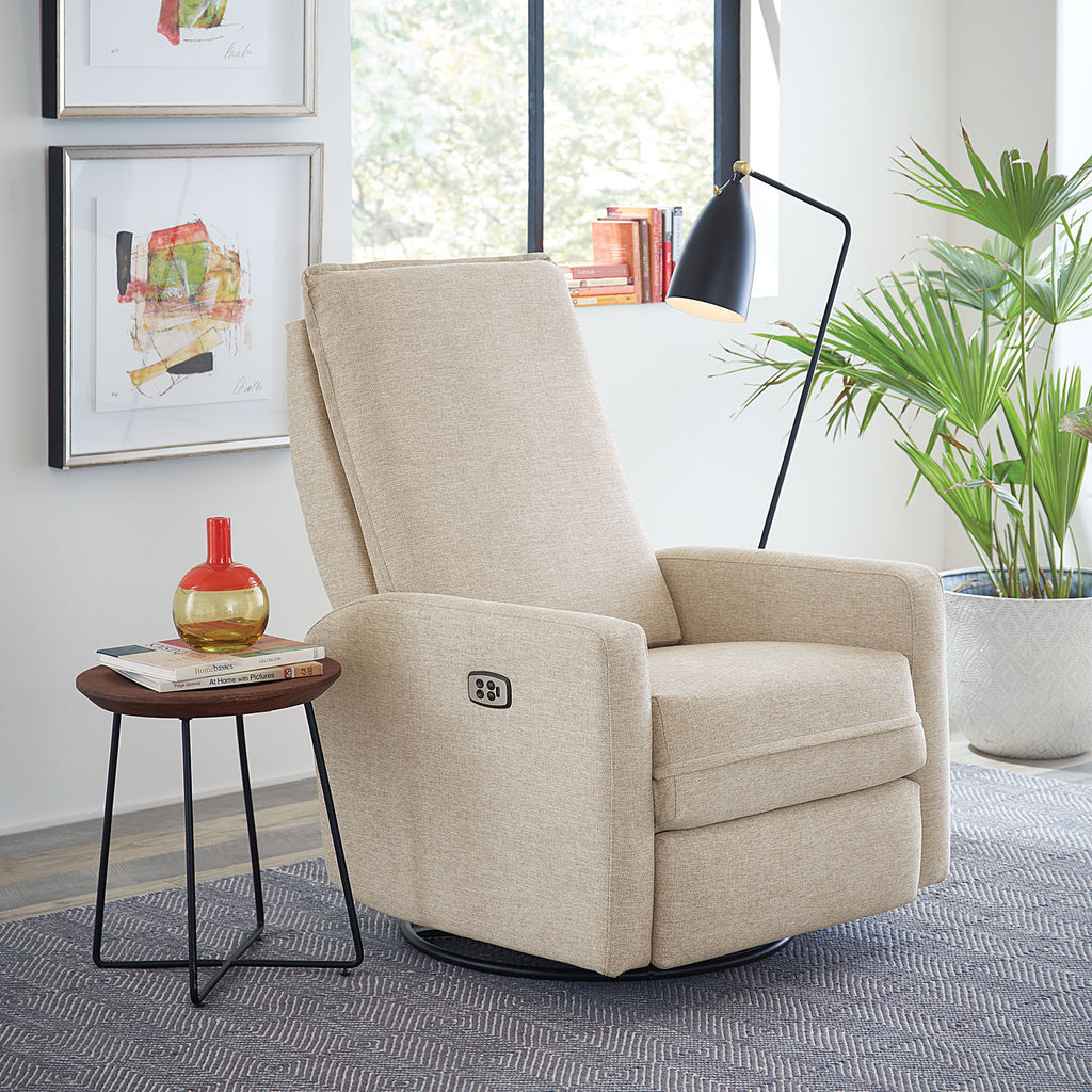 Calli Swivel Glider Recliner in a living room