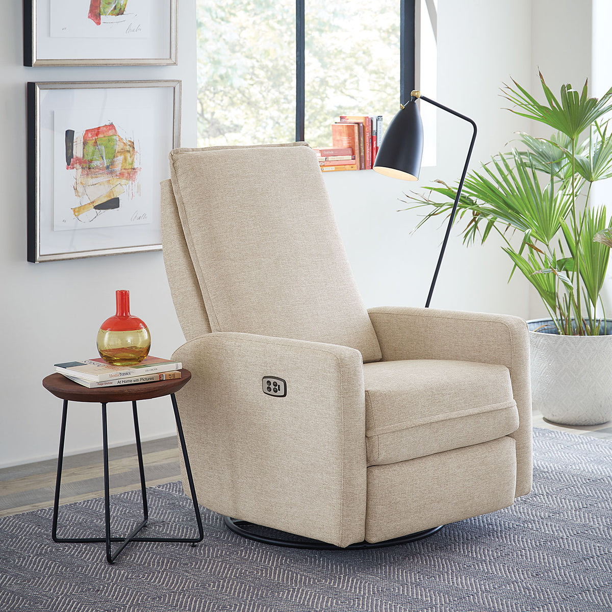 Calli Swivel Glider Recliner in a living room
