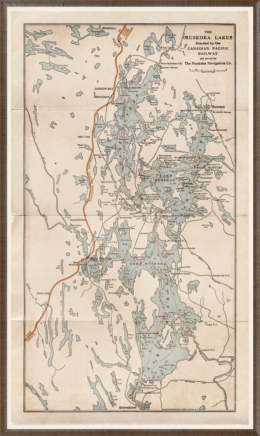 Map – C.P.R. Muskoka Lakes, 1952 wall art by Celadon Art
