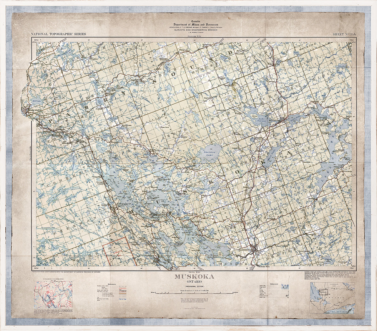 Map – Muskoka, 1937 wall art by Celadon Art