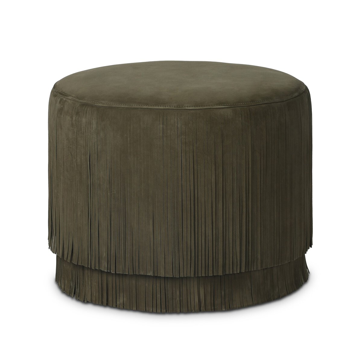Rodeo Fringe Leather Ottoman
