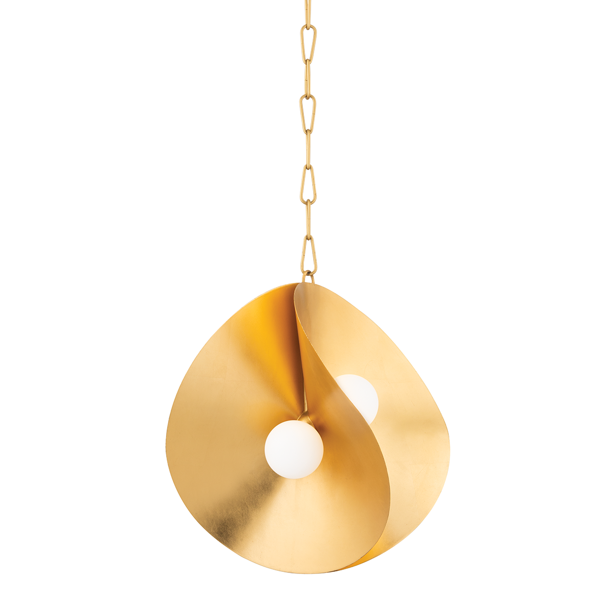 Peony pendant in Gold Leaf with opal glass globes