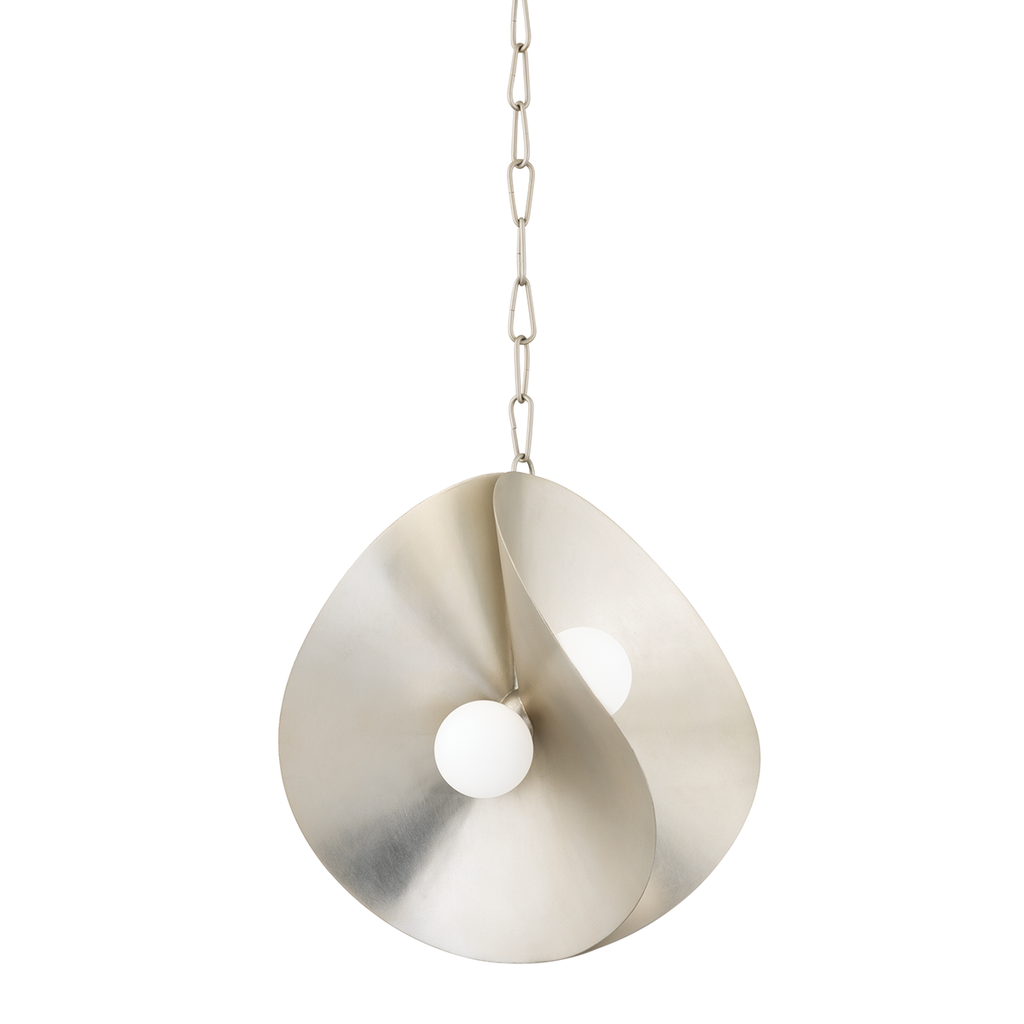 Peony pendant in Silver Leaf with opal glass globes
