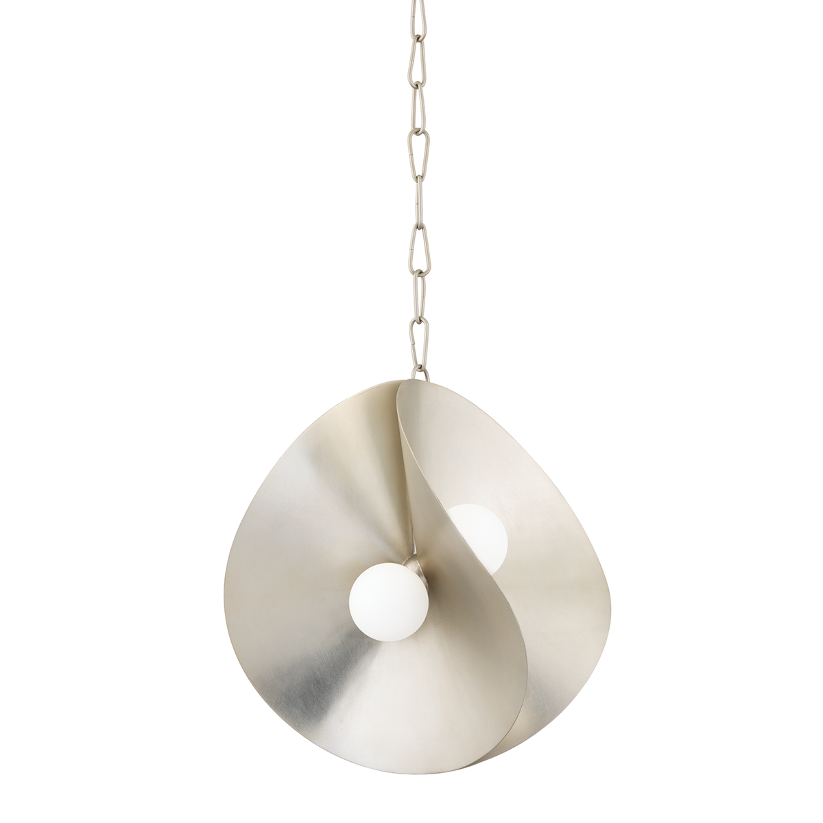 Peony pendant in Silver Leaf with opal glass globes