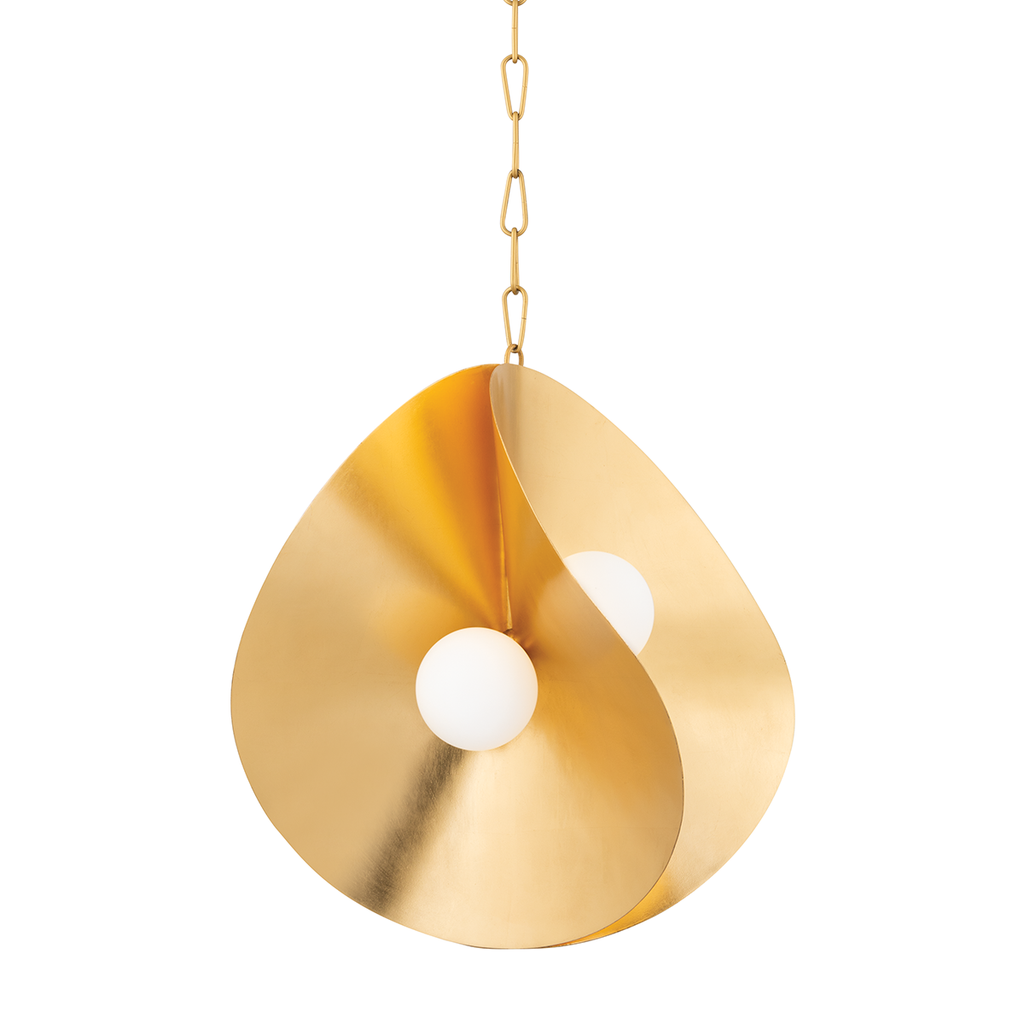 24 inch Peony pendant in Gold Leaf