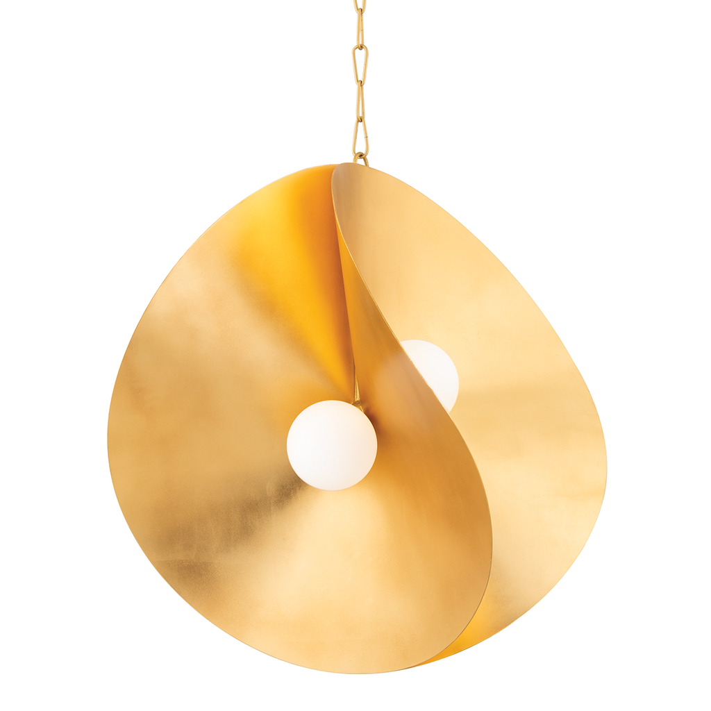 30 inch Peony pendant in Gold Leaf